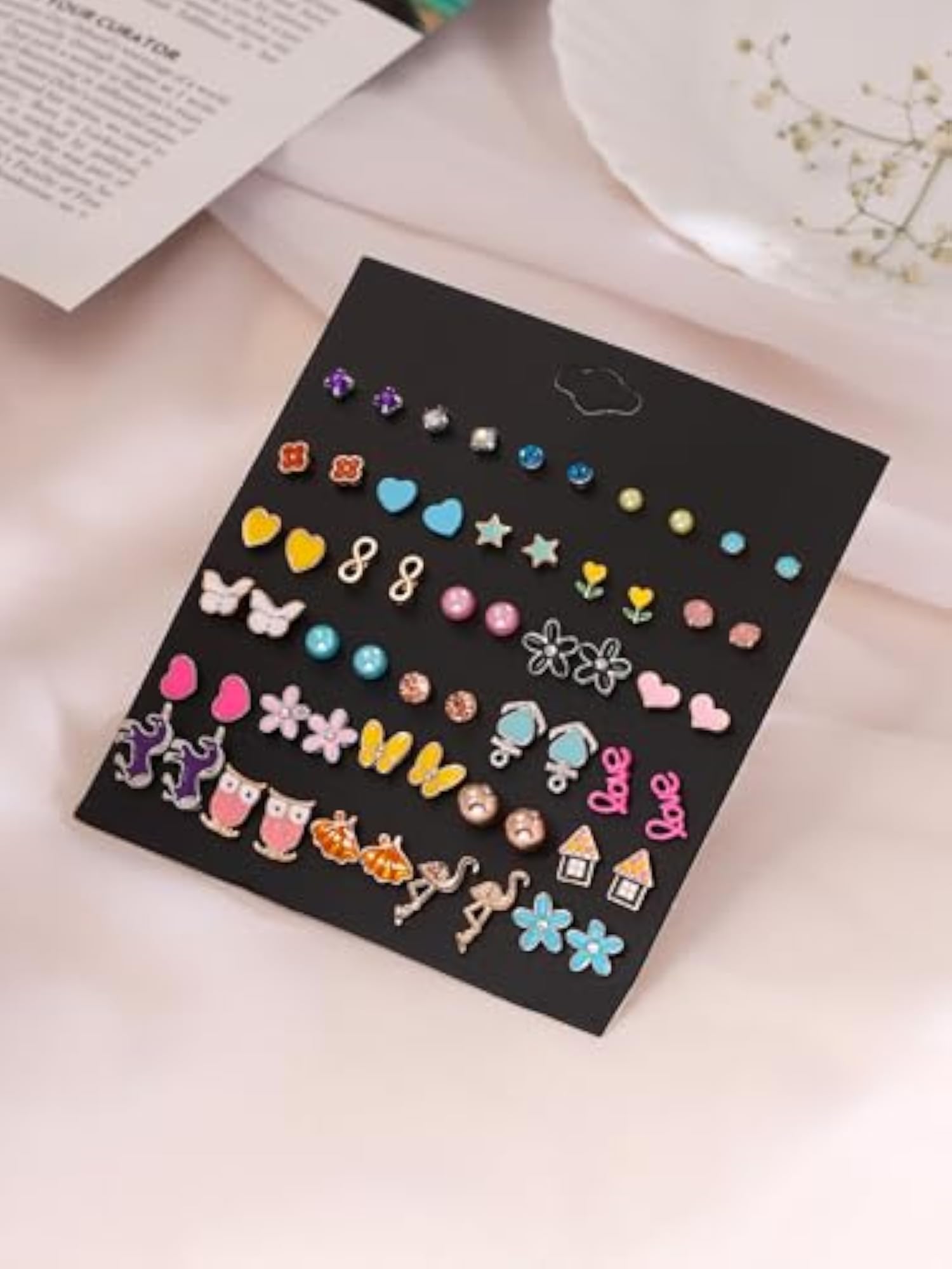 Multicolor Studs Earring Set for Girls, 30 Pairs